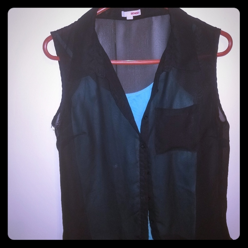 Sleeveless Black Sheer Shirt